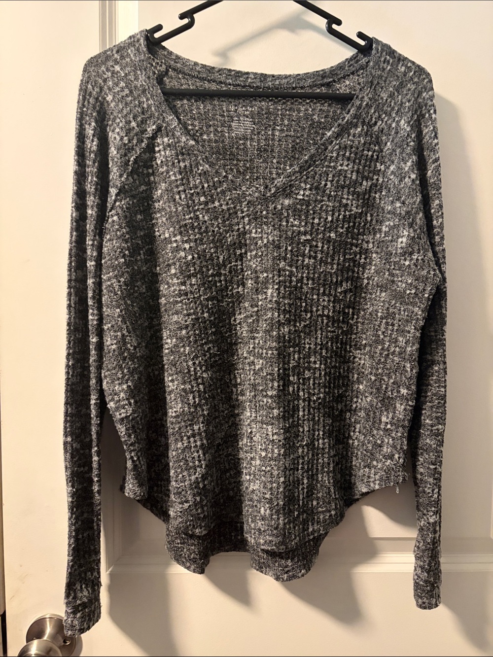 American Eagle Outfitters Charcoal Marled V-Neck Sweater
